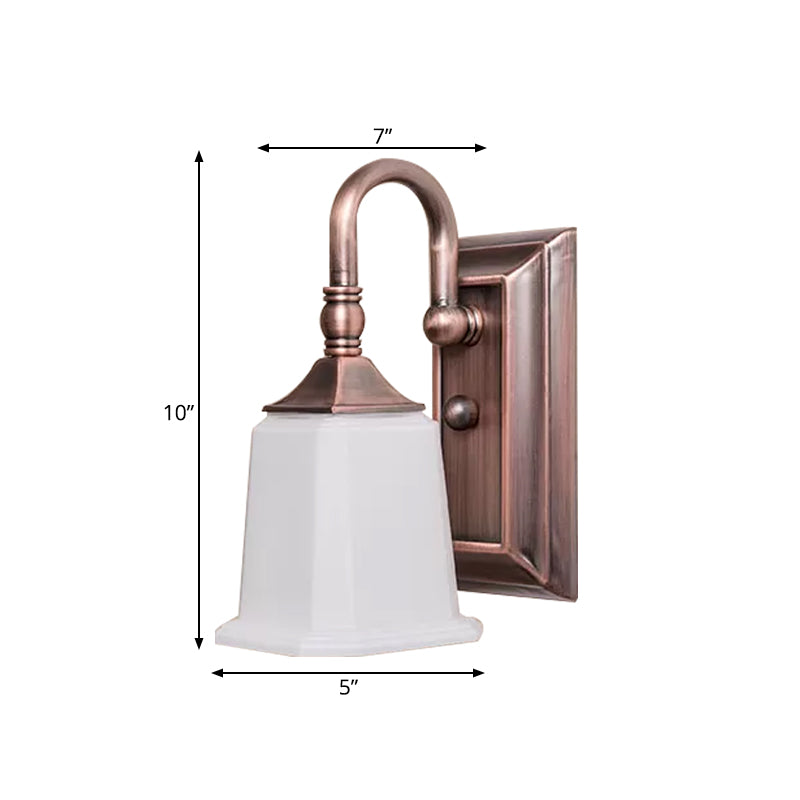 Frendorf | Retro Flared Wandlamp Verlichting 1-Kop Crème Glazen Wandlicht Fixture in Koper met Zwanenhals Arm