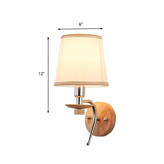 Frendorf | 1-Glühbirne Tapered Wandbefestigung Contemporary Weiß/Beige Stoff Wandleuchte für Korridor