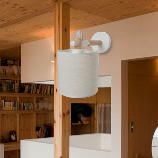 Frendorf | 1 Glühlampen-Zylinder-Wandmontage-Leuchte Einfach Stilvoll Weißer Stoff-Wandleuchte Wandbeleuchtung für Schlafzimmer