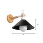 Frendorf | 1 Kopf konische Wandlampe Licht Nordic Stil Schwarz Metallische Wandbeleuchtung mit Holzrückwand