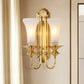 Frendorf | 1/2-Bol Bell Wandleuchte Kolonial Gold Frosted Weiß Glas Wandleuchte mit Metallganshalsarm