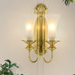 Frendorf | 1/2-Bol Bell Wandleuchte Kolonial Gold Frosted Weiß Glas Wandleuchte mit Metallganshalsarm