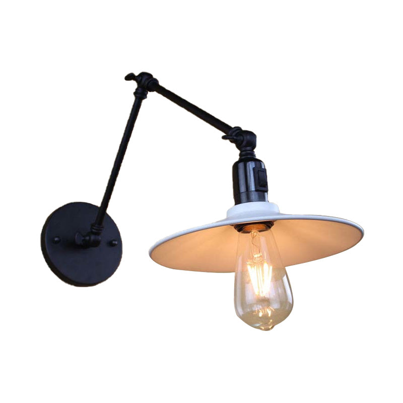 Frendorf | Metalen Zwarte/Witte Wandlamp Swingarm 1 Licht Woonkamer Wandlamp Lichtarmatuur met Schotelkap