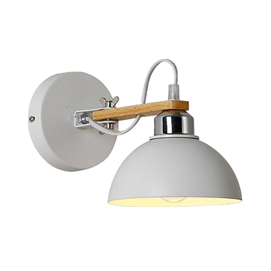 Frendorf | 1 Licht Schaalvormige Wandlamp Eenvoudige Stijl Witte Metallic en Houten Wandverlichting voor Slaapkamer