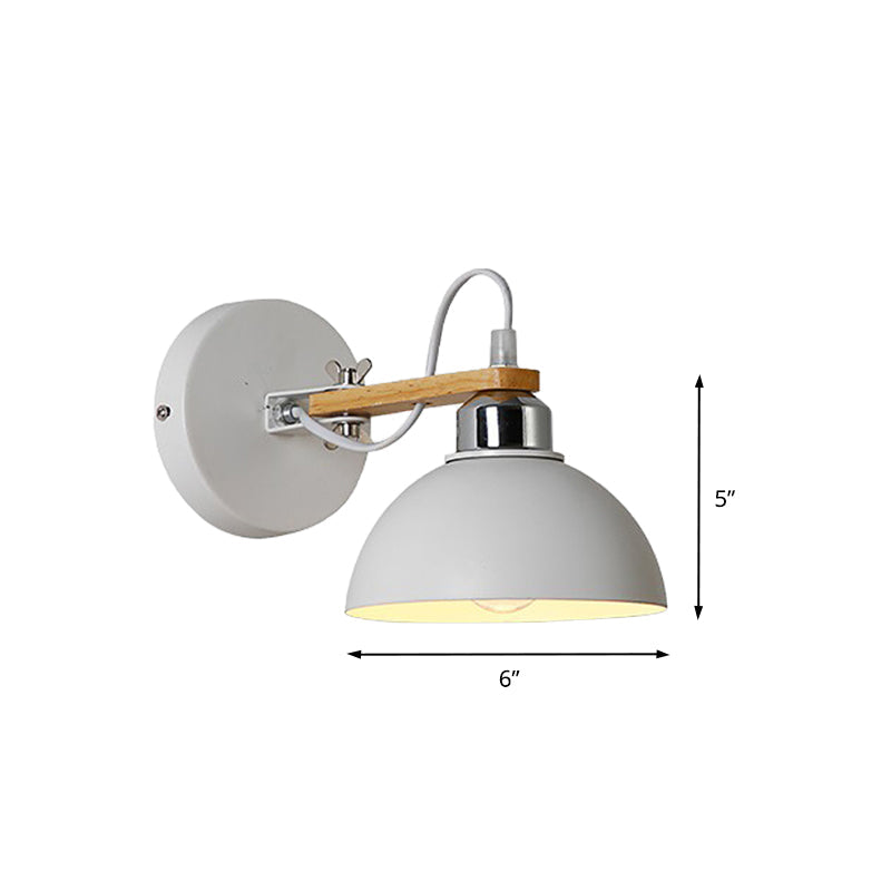 Frendorf | 1 Licht Schaalvormige Wandlamp Eenvoudige Stijl Witte Metallic en Houten Wandverlichting voor Slaapkamer