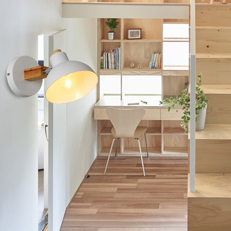 Frendorf | Minimalistische Dome Wall Lamp Fixture 1 Bulb Metallic Sconce Lighting Fixture in Wit voor Binnen