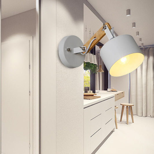 Frendorf | 1 bulb cilindrische wandlamp hedendaags witte metalen draaibare sconce lichtarmatuur voor gang