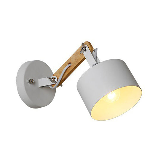 Frendorf | 1 bulb cilindrische wandlamp hedendaags witte metalen draaibare sconce lichtarmatuur voor gang