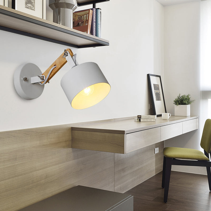 Frendorf | Draaibare Trommel Metalen Wandverlichting Retro 1 Licht Binnen Wand Sconces in Wit