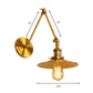 Frendorf | Vintage Stijlvolle Schotel Wandlamp 1 Licht Metaal Wandmontage Lamp met Slingerarm in Messing/Koper