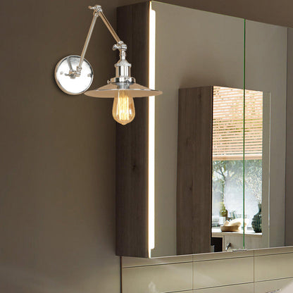 Frendorf | Vintage Stijlvolle Schotel Wandlamp 1 Licht Metaal Wandmontage Lamp met Slingerarm in Messing/Koper