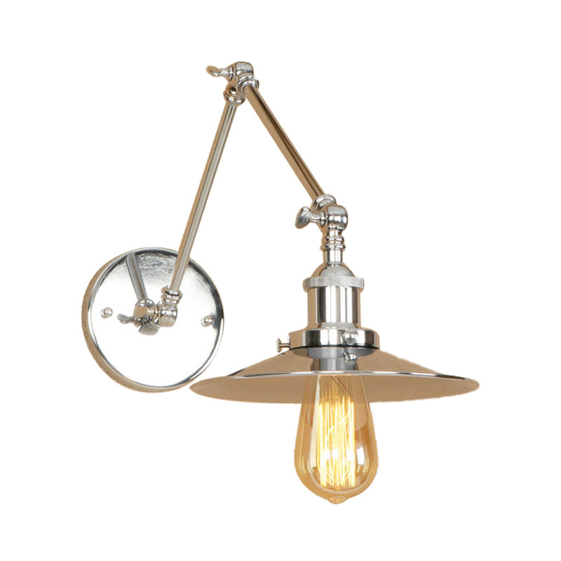 Frendorf | Vintage Stijlvolle Schotel Wandlamp 1 Licht Metaal Wandmontage Lamp met Slingerarm in Messing/Koper