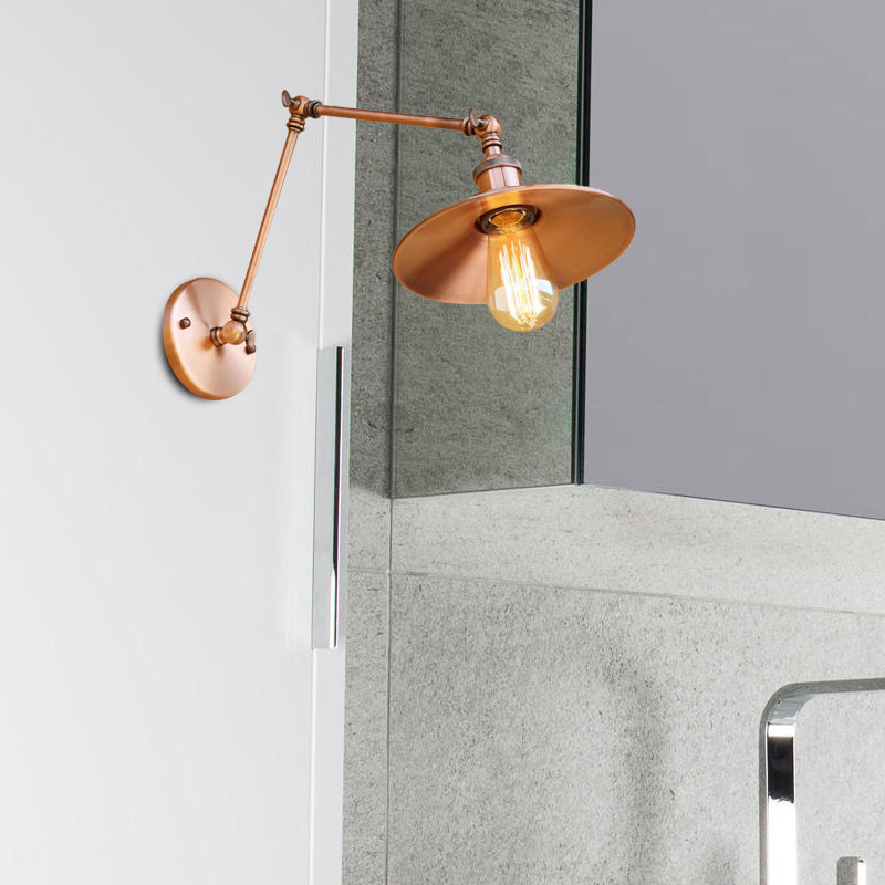 Frendorf | Vintage Stijlvolle Schotel Wandlamp 1 Licht Metaal Wandmontage Lamp met Slingerarm in Messing/Koper