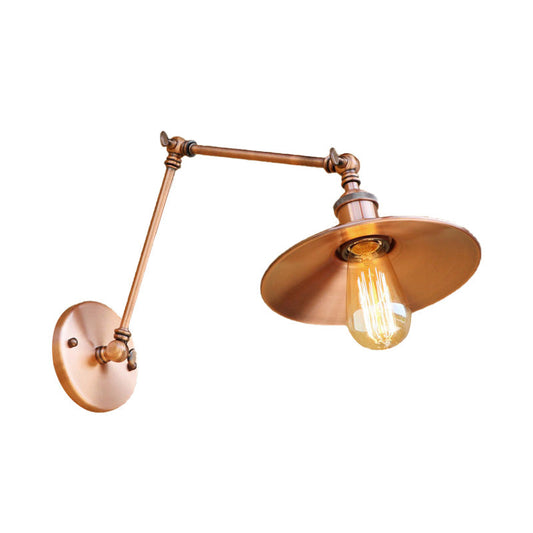 Frendorf | Vintage Stijlvolle Schotel Wandlamp 1 Licht Metaal Wandmontage Lamp met Slingerarm in Messing/Koper