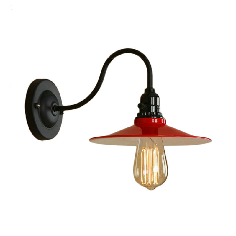 Frendorf | Vintage-Stil Flared Wandleuchte mit Gänsekopfarm 1 Licht Metall Wandleuchte in Rot für Esszimmer