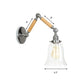 Frendorf | Flared Wohnzimmer Wandlicht Leuchte Vintage Klarglas Prismen glas 1 Licht Chrom Wandleuchte mit 8"+8"/6"+6"/8"+4" Holzarm