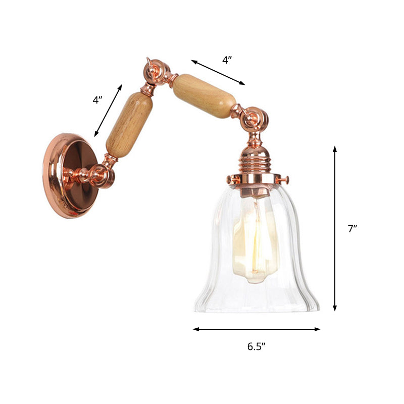Frendorf | Einstrahl-Wandleuchte mit ausgestelltem Schirm klar prismatisches Glas Bauernhaus Schlafzimmer Wandleuchtenbeleuchtung Fixture