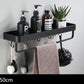 Schwarzes Badregal aus Space Aluminium zur Wandmontage