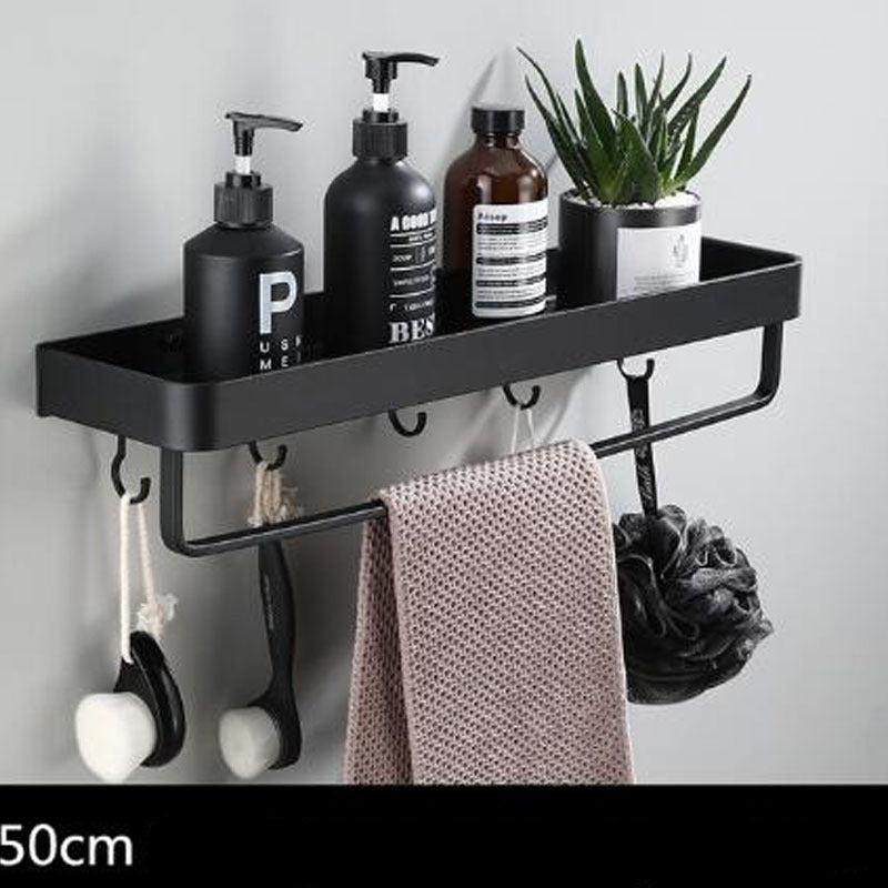 Schwarzes Badregal aus Space Aluminium zur Wandmontage