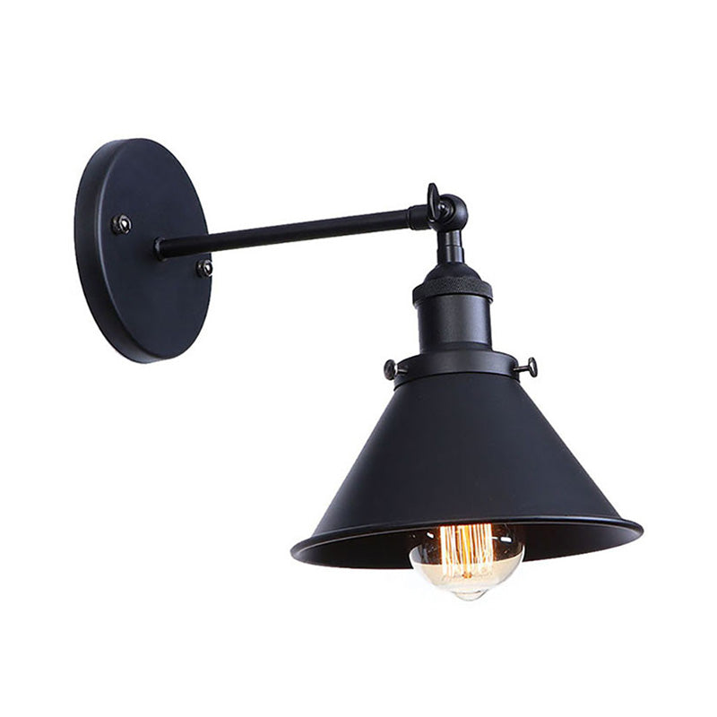 Frendorf | Schwarz/Messing-Finish Flared Sconce Lichtarmatur Industrie Metall 1 Glühbirne Schlafzimmer Wandlicht, 7"/8,5" Breite