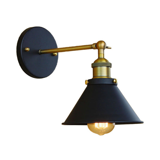 Frendorf | 1 Licht Kegelförmige Wandlampe Industriestil Messing Metall Wandbeleuchtung für Wohnzimmer, 7"/10" Breite
