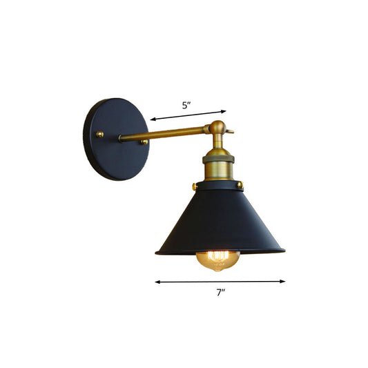 Frendorf | 1 Licht Kegelförmige Wandlampe Industriestil Messing Metall Wandbeleuchtung für Wohnzimmer, 7"/10" Breite