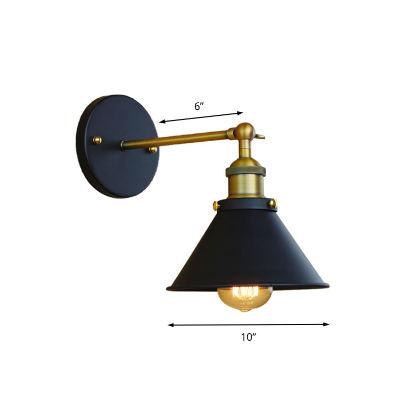 Frendorf | 1 Licht Kegelförmige Wandlampe Industriestil Messing Metall Wandbeleuchtung für Wohnzimmer, 7"/10" Breite