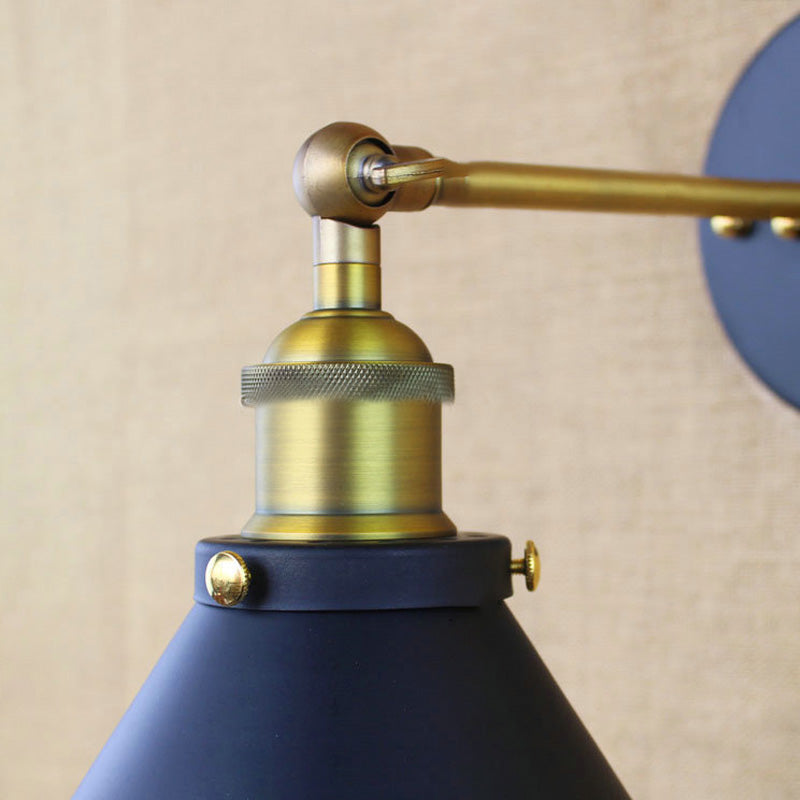 Frendorf | 1 Licht Kegelförmige Wandlampe Industriestil Messing Metall Wandbeleuchtung für Wohnzimmer, 7"/10" Breite