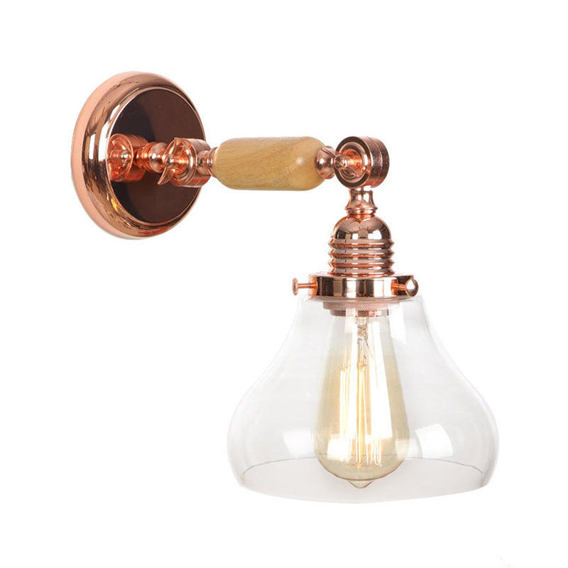 Frendorf | Perenvormige woonkamer wandlamp vintage heldere glas 1 licht roségouden wandlamp
