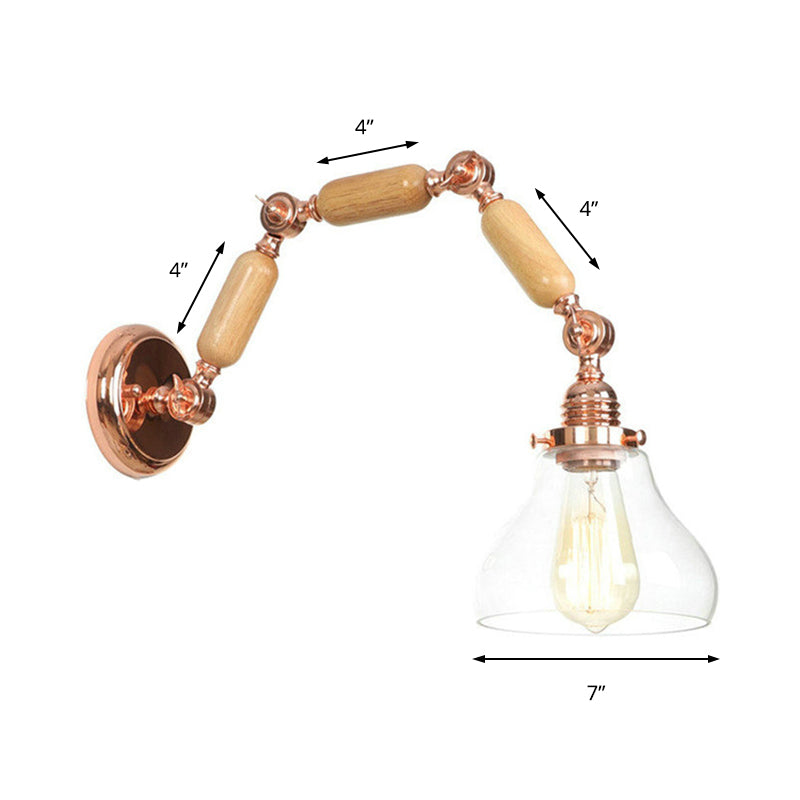 Frendorf | 1 Glühbirne Wandlampe mit Kegelschirm Klarglas Industrielle Wohnzimmer Wandleuchte Beleuchtung