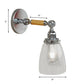 Frendorf | Einschichtiges Wandleuchten mit Domschirm Klarglas Industrielle Wohnzimmer Leuchte, 8"/4"/6" L Holzarm