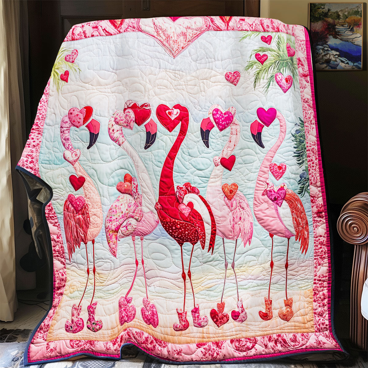 Flamingo Valentine Tagesdecke