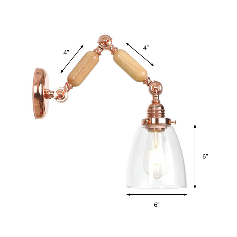 Frendorf | Tapered Clear Glass Wandlamp Industrieel Enkelvoudige Bulb Woonkamer Sconces Licht in Roségoud