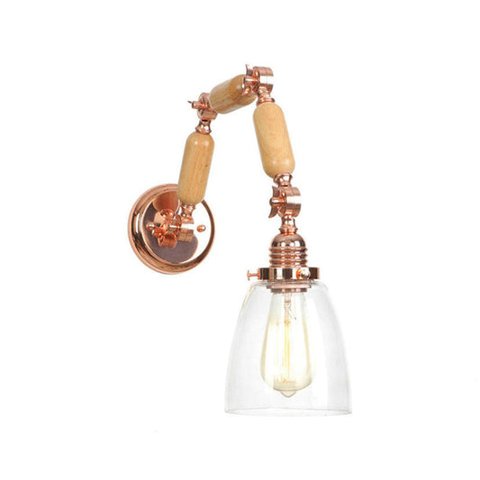 Frendorf | Roze Gouden Eénlichtsconceplicht Antiek Helder Glas Tapered Verlichtingsarmatuur met Draaibare Arm