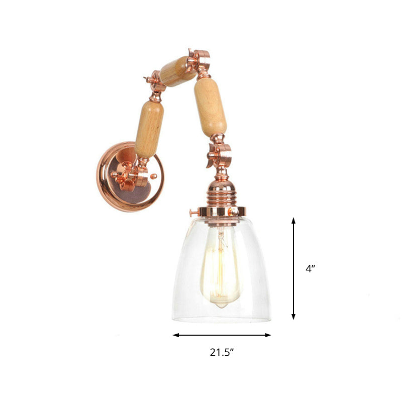 Frendorf | Roze Gouden Eénlichtsconceplicht Antiek Helder Glas Tapered Verlichtingsarmatuur met Draaibare Arm