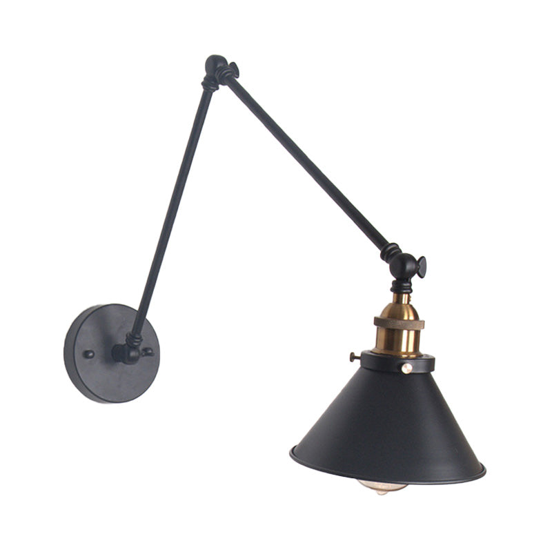 Frendorf | 1 Licht Verstelbare Wandlamp met Cone Shade Metaal Retro Binnen Wandlamp Licht in Zwart/Wit