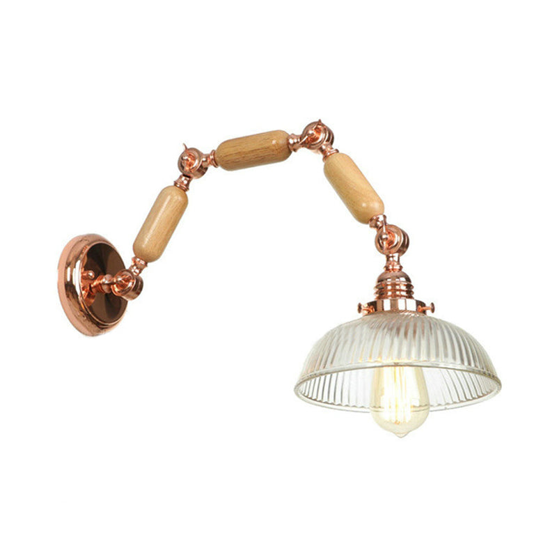 Frendorf | Eine Wandleuchte mit einer Schüsselshade geripptes Glas Vintage-Stil Wohnzimmer Wandleuchte Beleuchtung Fixture