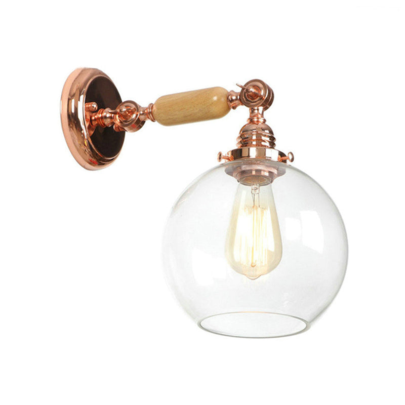 Frendorf | Orb Shade Klar Glas Wandlampe Industrie Einzelne Glühbirne Wohnzimmer Wandlicht in Roségold