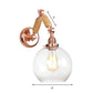 Frendorf | 1 Glühbirne Globe Wandmontierte Lichtarmatur Rustikales Roségold Klares Glas Beleuchtung mit Ausziehbarem Arm