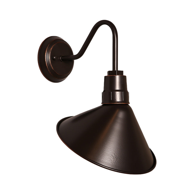 Frendorf | Kegelförmige Metall Wandlampenfassung mit Kegel Shade Industrie 1 Glühbirne Schlafzimmer Wand Sconce Beleuchtung in Bronze
