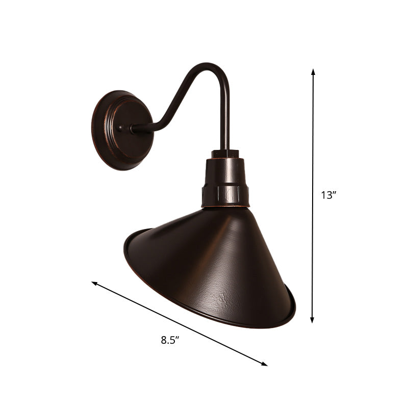 Frendorf | Kegelförmige Metall Wandlampenfassung mit Kegel Shade Industrie 1 Glühbirne Schlafzimmer Wand Sconce Beleuchtung in Bronze