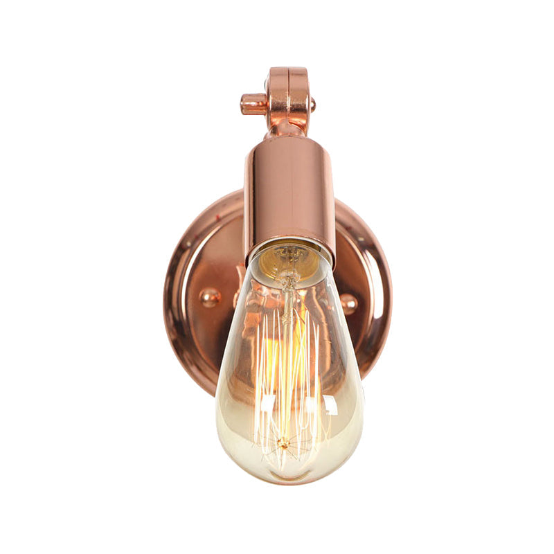 Frendorf | Rosen Gold Armed Wall Light Retro Industrial Iron 1 Licht Badezimmer Rotierbare Wandleuchte mit Freiliegender Glühbirne