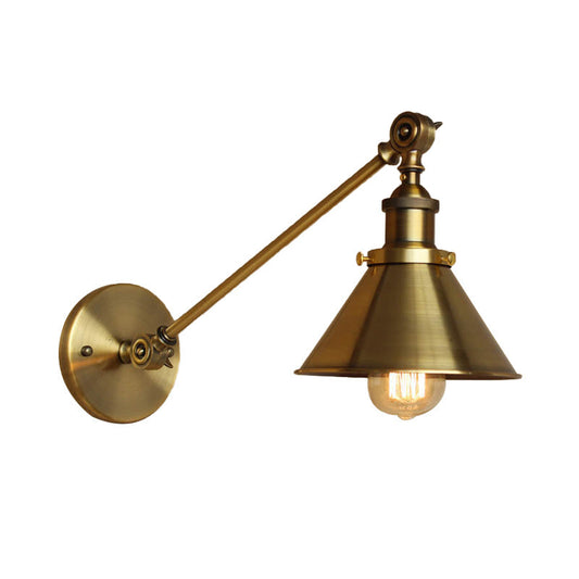 Frendorf | Messing/Bronze 1-Tülle Wandlampe Vintage Stil Metall konische Wandleuchte für Schlafzimmer Nachttisch