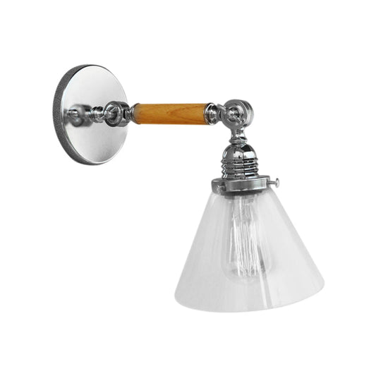 Frendorf | Kegel Klar Glas Wandmontierte Lampe Industrial Einzelne Glühbirne Esszimmer Wandleuchte Licht, 8"/4"/14"
