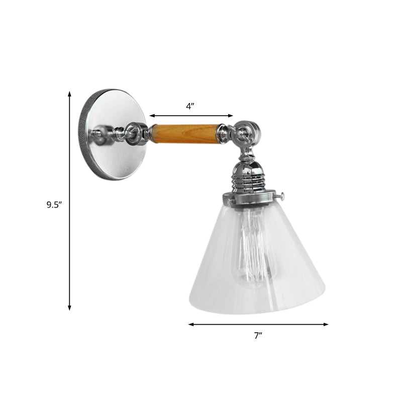 Frendorf | Kegel Klar Glas Wandmontierte Lampe Industrial Einzelne Glühbirne Esszimmer Wandleuchte Licht, 8"/4"/14"