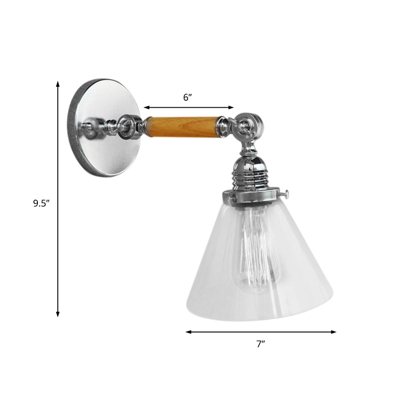 Frendorf | Kegel Klar Glas Wandmontierte Lampe Industrial Einzelne Glühbirne Esszimmer Wandleuchte Licht, 8"/4"/14"