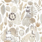 Frendorf | Grau-beige Kinder Tapete mit Tieren und Blättern, 14837, Happy, Parato