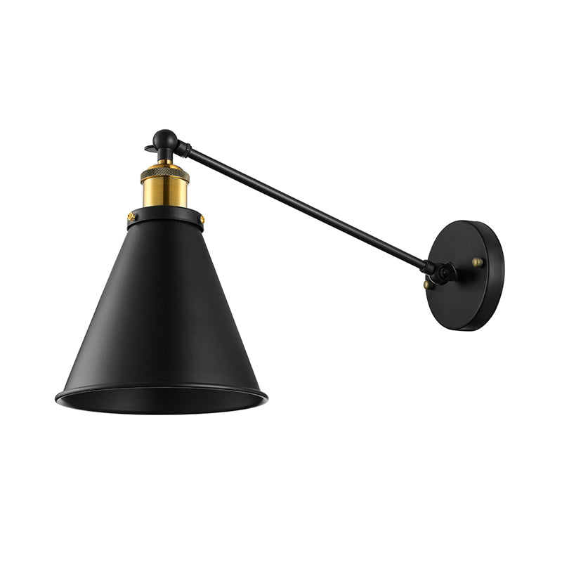 Frendorf | Industriële conische schaduw wandverlichting 1 lamp metalen wandlamp in zwart voor corridor