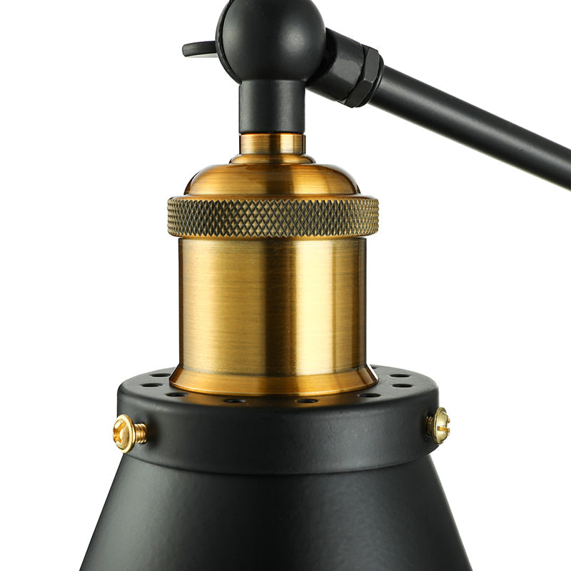 Frendorf | Industriële conische schaduw wandverlichting 1 lamp metalen wandlamp in zwart voor corridor