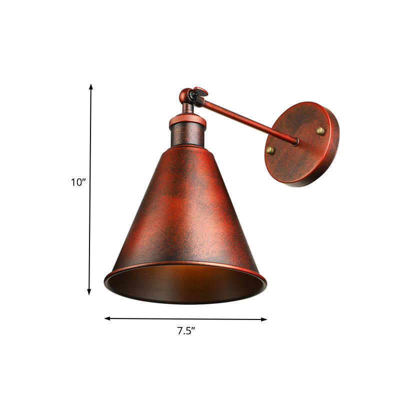 Schwarz/Rost 1 Kopf Wandlampe Landhausstil Schmiedeeisen konisch verstellbare Wandleuchte für den Außenbereich
